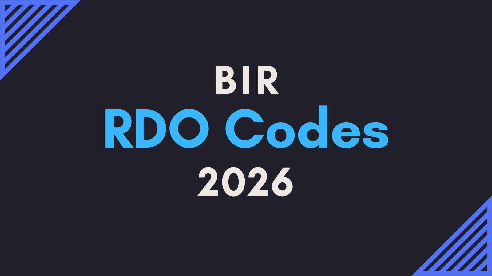 BIR RDO codes in 2026