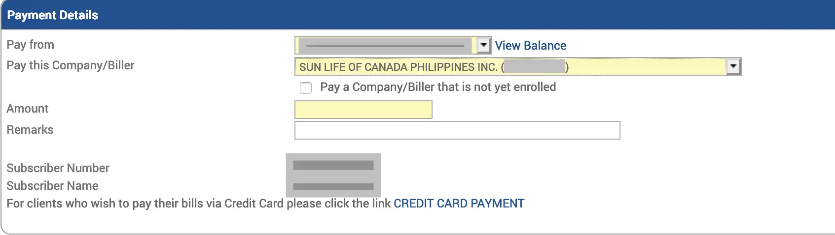 how to pay sun life insurance bdo online