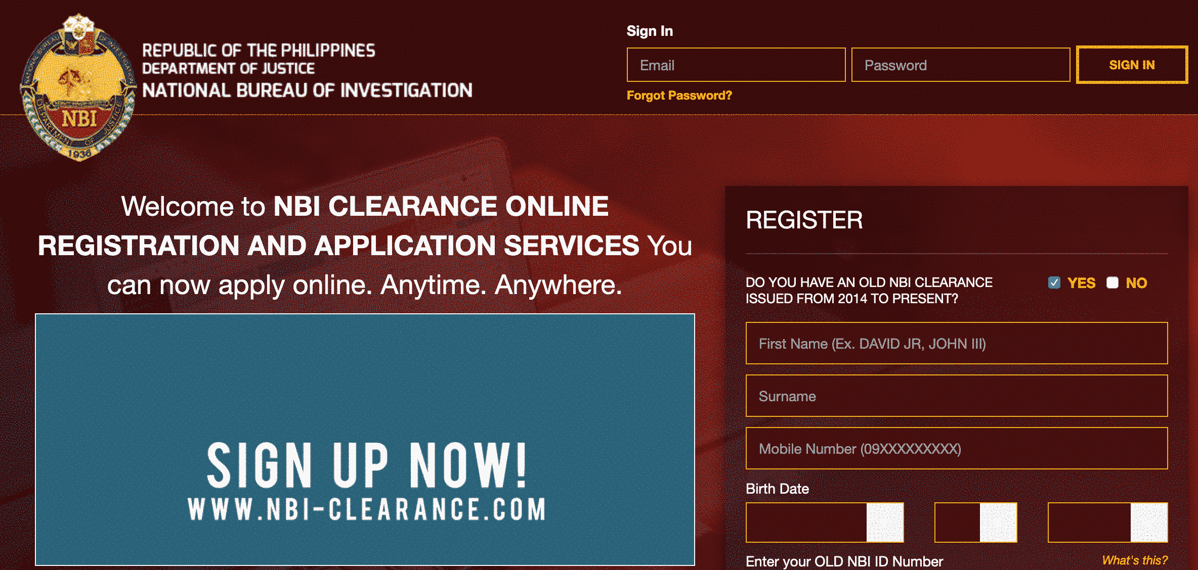 apply nbi clearance online