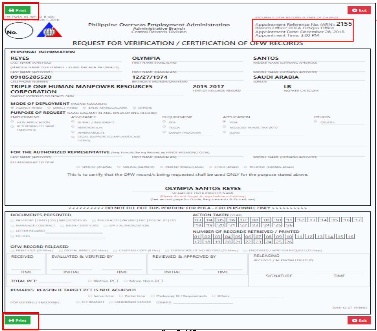 certificate of ofw records