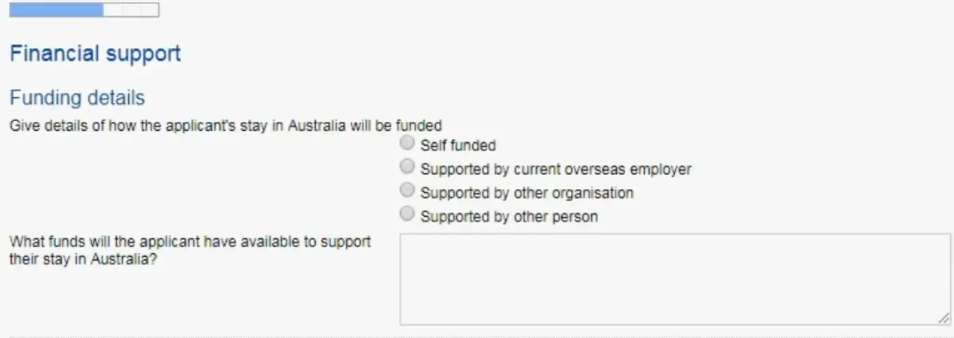 financial support visa application