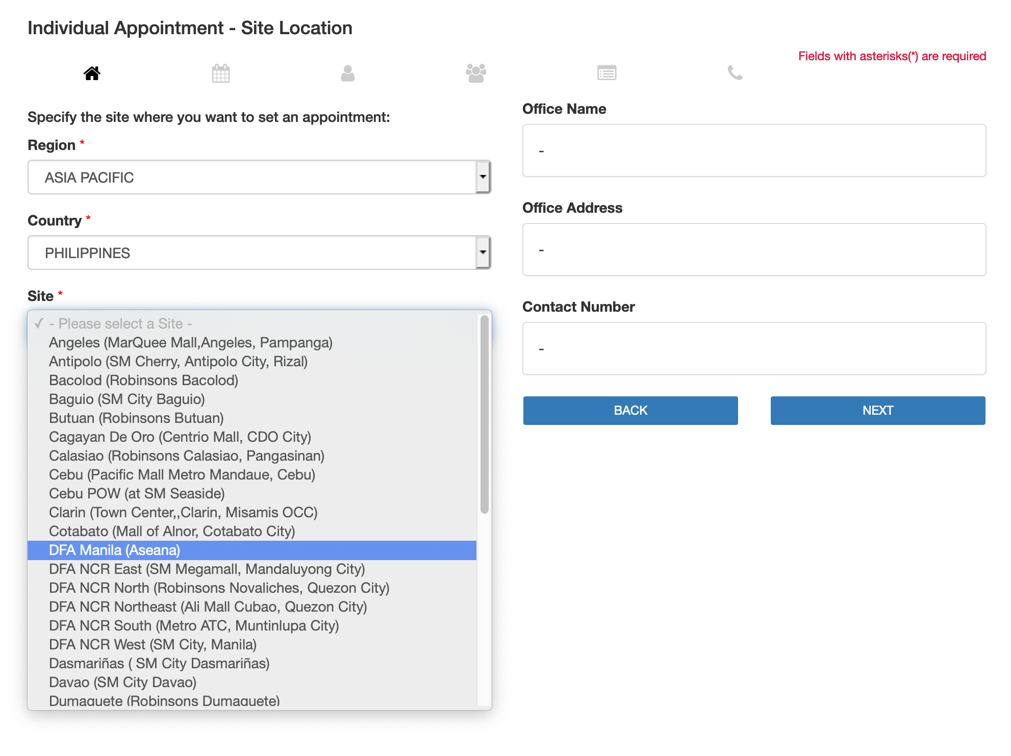 dfa online appointment