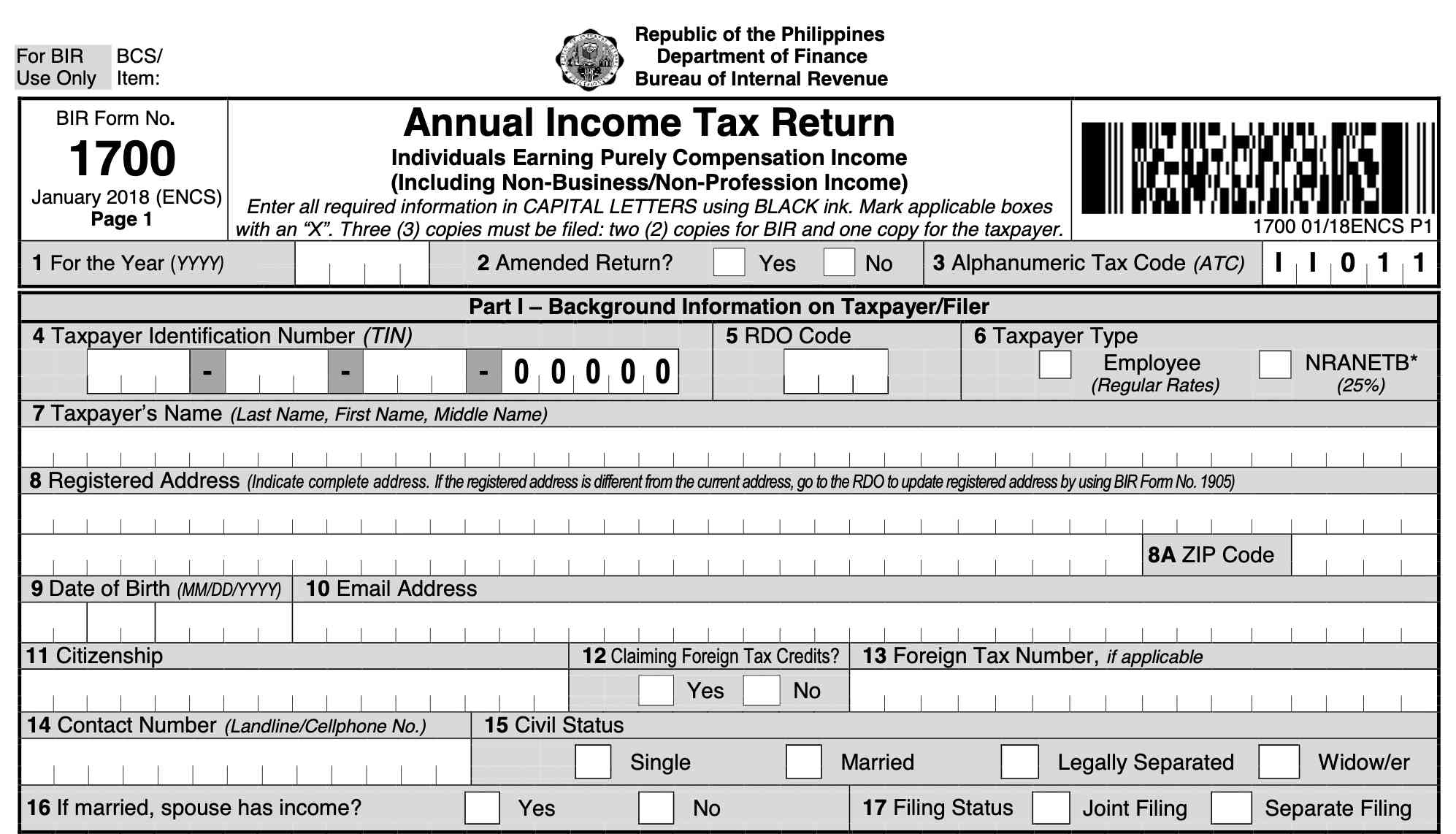 new bir form 1700