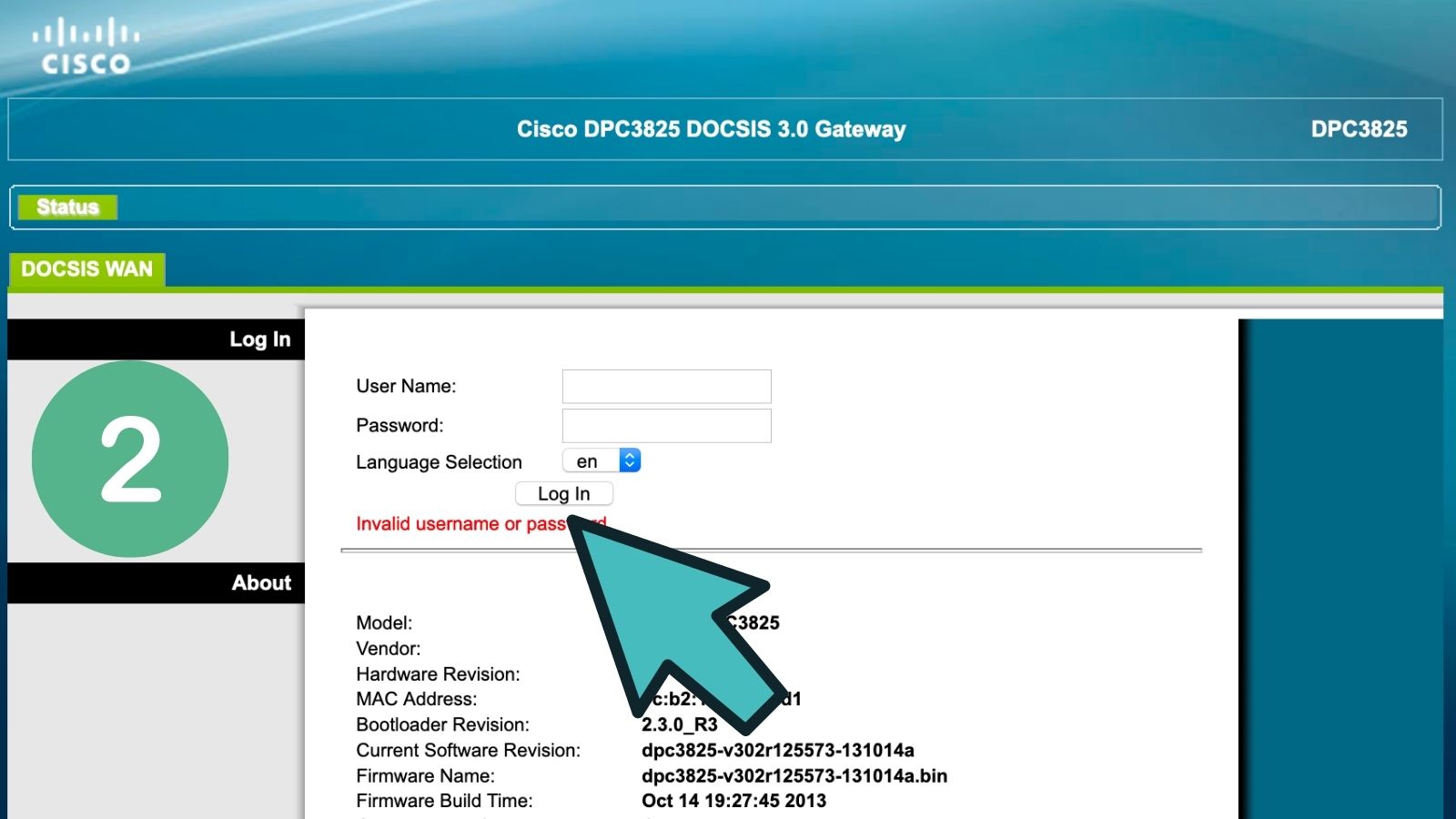 converge router password step 2