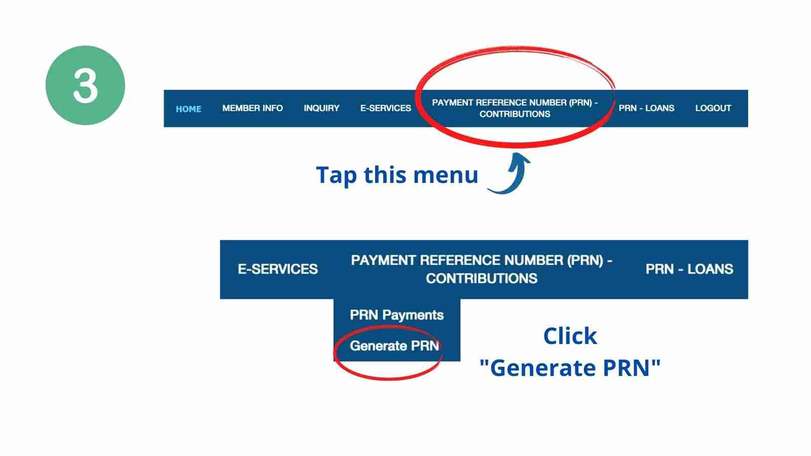 how to generate SSS PRN form step 3