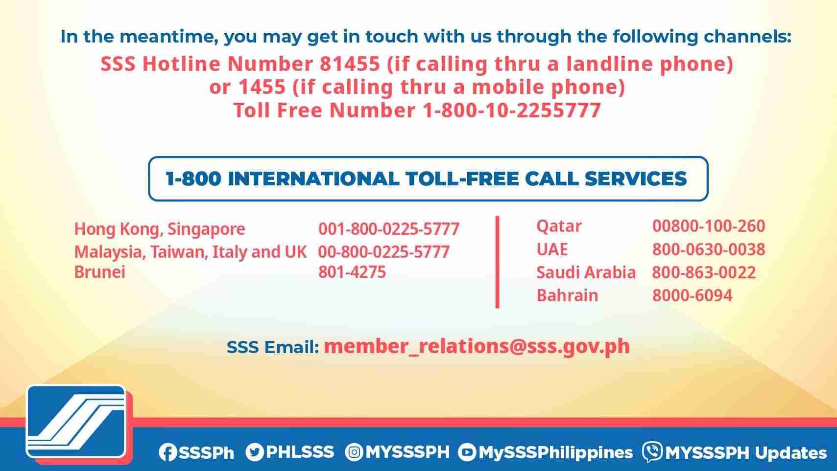 sss hotline and phone numbers