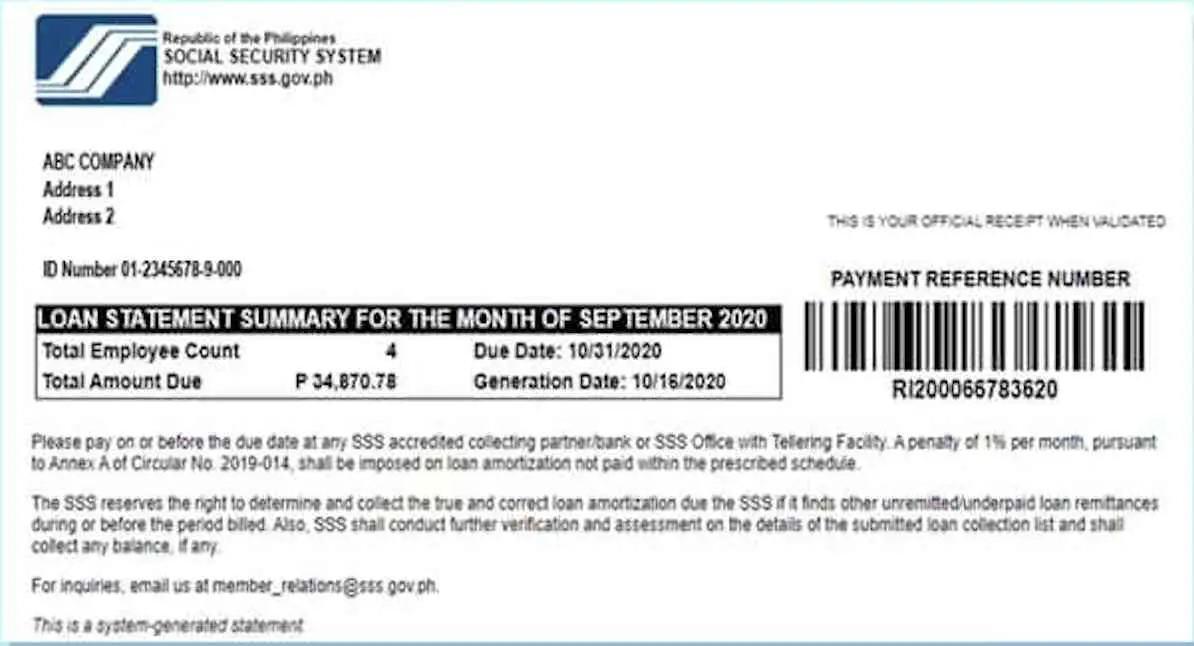 sss loan payment prn