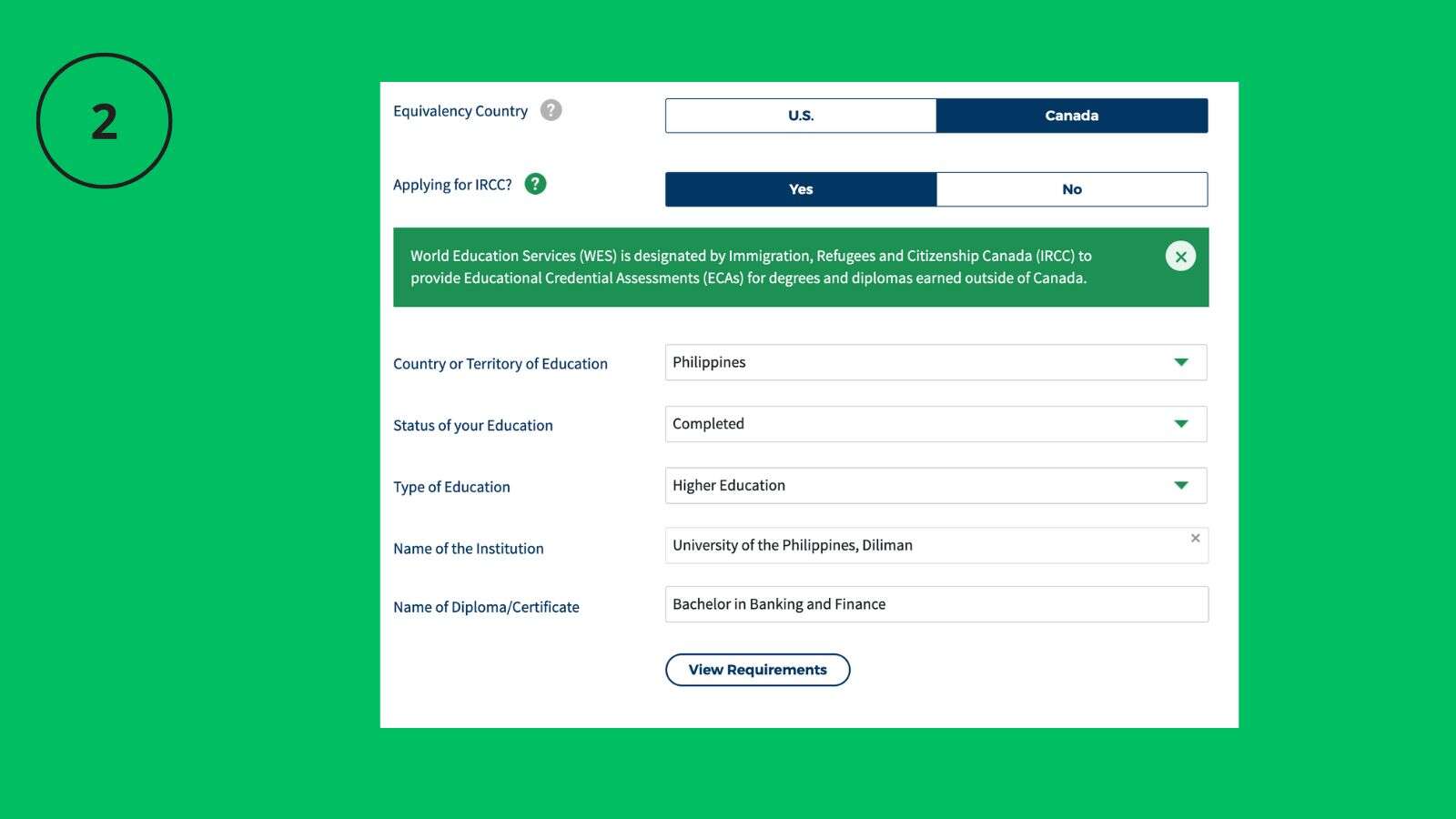 how to process wes documents from philippines to canada step 2