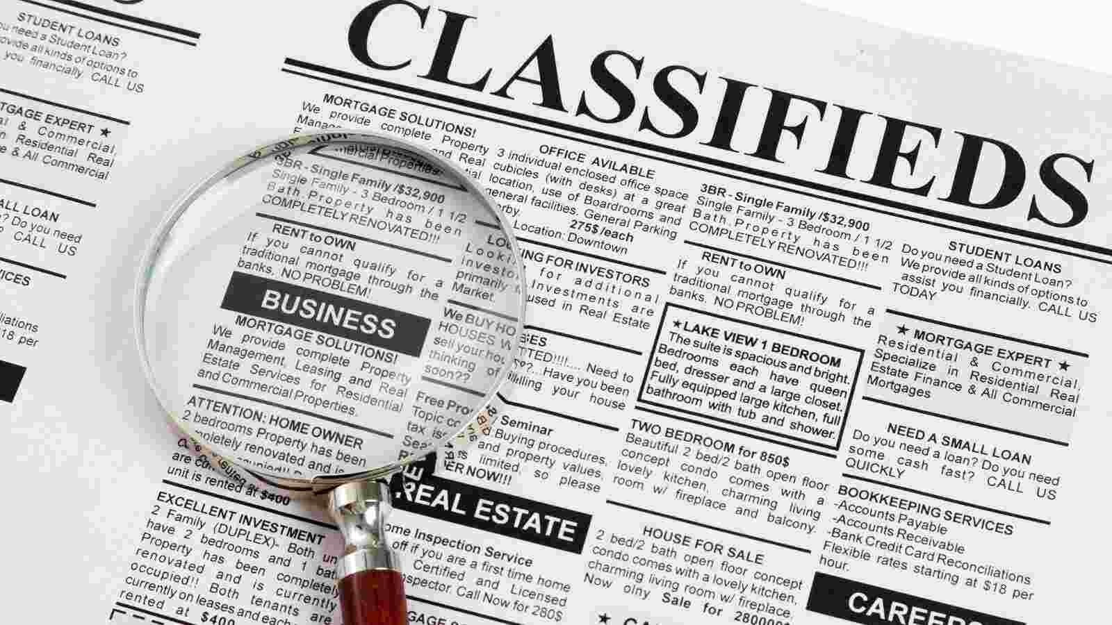 classified ads sample