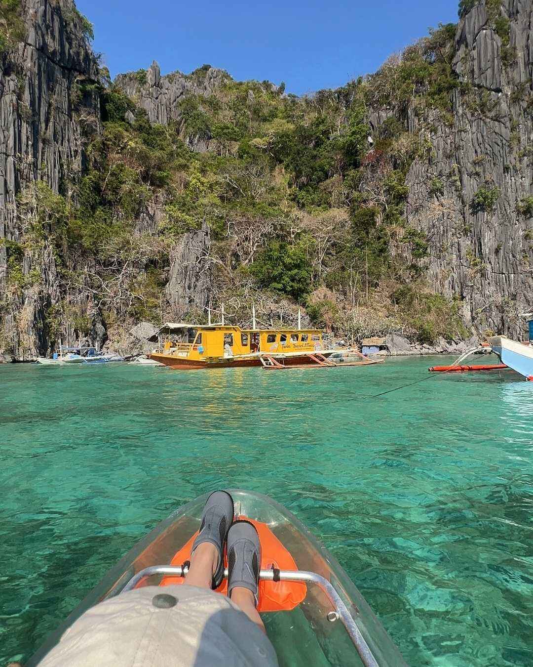 riding a kayak in coron